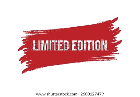 Brush style limited edition red banner design isolated on white background.