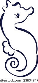 Brush Style Line Drawing Illustration of Seahorses
