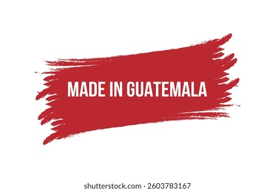 Brush style Made in Guatemala red banner design isolated on white background.