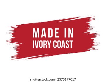 Brush style made in Ivory Coast red vector banner illustration isolated on white background