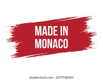Brush style made in Monaco red vector banner illustration isolated on white background