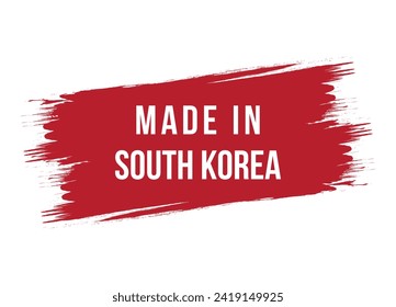 Brush style made in South Korea red vector banner illustration isolated on white background