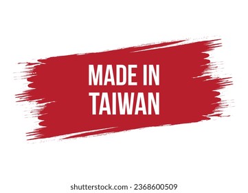 Brush style made in Taiwan red vector banner illustration isolated on white background