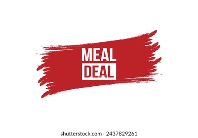 Brush style Meal deal red banner design on white background.