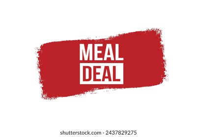 Brush style Meal deal red banner design on white background.