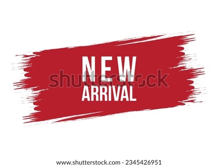 Brush style new arrival red vector banner illustration isolated on white background