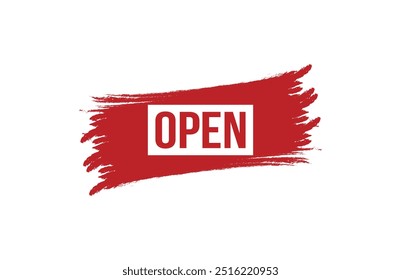 Brush style open red banner design isolated on white background.