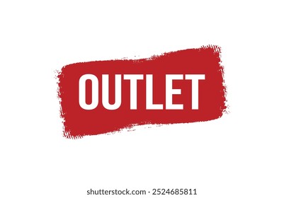 Brush style outlet red banner design isolated on white background.