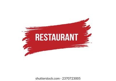 Brush style Restaurant red banner design on white background.