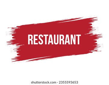 Restaurant im Brush-Stil, rote Vektorbanner-Illustration einzeln auf weißem Hintergrund