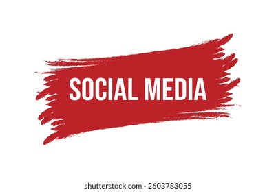 Brush style social media red banner design isolated on white background.