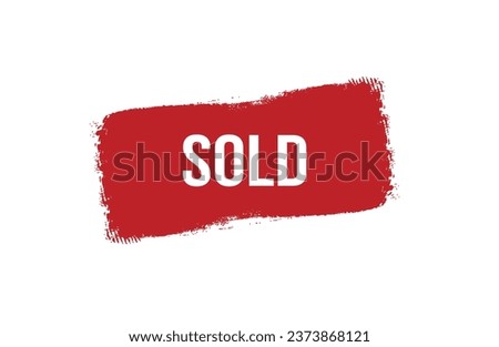 Brush style Sold red banner design on white background
