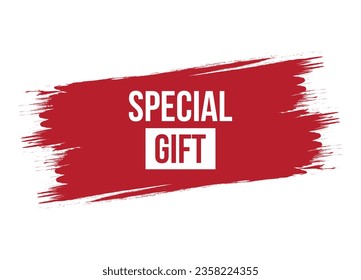 Brush style special gift red vector banner illustration isolated on white background