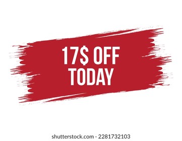 Oferta especial de estilo de pincel 17$ de descuento hoy banner vectorial ilustración de diseño