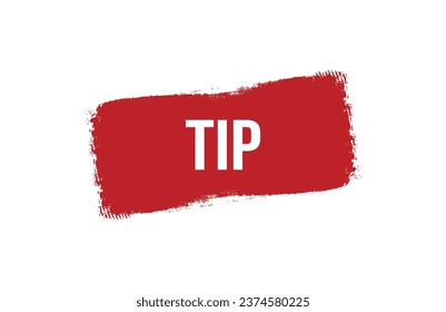 Brush style Tip red banner design on white background.