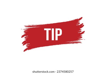 Brush style Tip red banner design on white background.