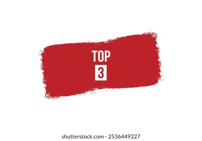 Estilo do pincel superior 3 design de banner vermelho isolado no fundo branco.
