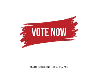 Brush style Vote now red banner design isolated on white background.