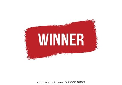 Brush style Winner red banner design on white background.