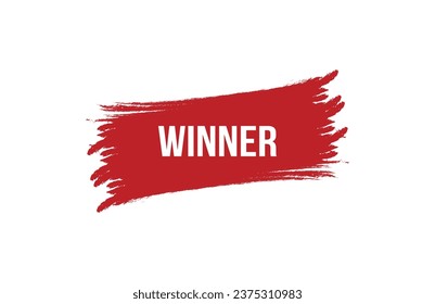 Brush style Winner red banner design on white background.