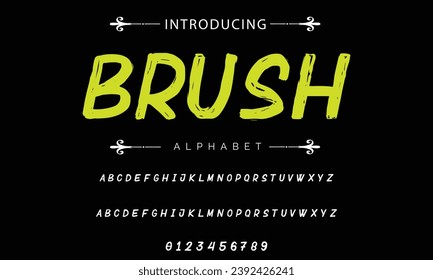 Brush Stylish brush painted an uppercase vector letters, alphabet, typeface.