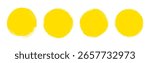 Brush sun rough vector illustration. Set of yellow round brush circles on white background. Circle round textured shapes. Round dry gritty element. Sun circle shapes with trace textured