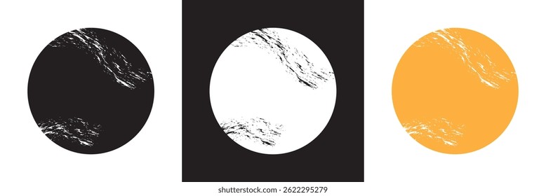 Brush sun stamps. Abstract  suns icon. Summer frames. Grungy  stamps.  Vector for websites, mobile interfaces, presentations, banner, visual branding etc. Vector illustration. EPS 10