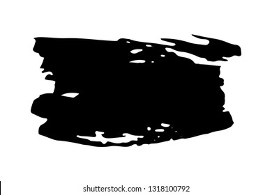 Brush Swash Hand Painted With Black Ink Isolated On White Background. Vector Illustration