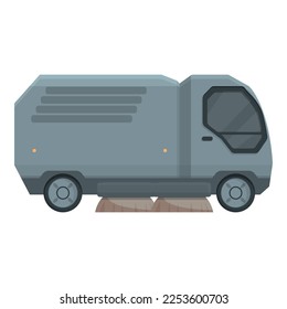 Brush sweeper icon cartoon vector. Street truck. Clean broom