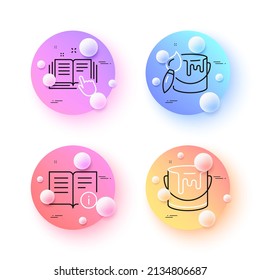 Pinselspitzen, technische Informationen und minimale Pinselsymbole. Schaltflächen für 3D-Kugeln oder Bälle. Symbole für technische Dokumentation. Für Web, Anwendung, Druck. Kunstbürste, Dokumentation, Farbton. Handbuch. Vektorgrafik