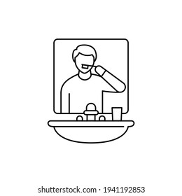 Brush teeth black line icon. Pictogram for web page, mobile app, promo. UI UX GUI design element. Editable stroke.