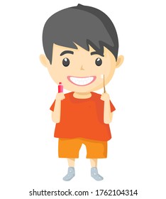 Brush teeth of boy and  Vector Picture