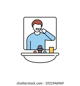 Brush teeth color line icon. Pictogram for web page, mobile app, promo. UI UX GUI design element. Editable stroke.