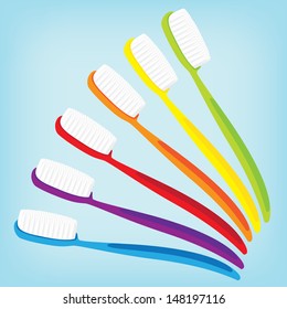 brush teeth colorful isolated