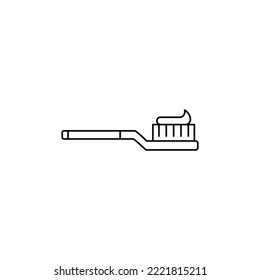 Brush teeth icon in line style icon, isolated on white background