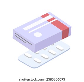 Fijación de iconos de dientes de cepillo. Blister con pastillas. Atención médica y medicina. Odontología y estomatología. Afiche o pancarta. Colección vectorial isométrica de dibujos animados aislada en fondo blanco