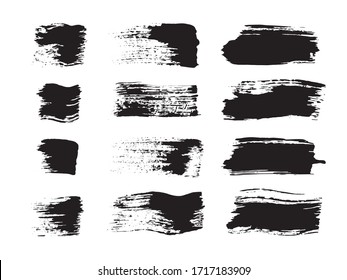 Brush Text. Gray Painting Stripe. Monochrome Paint Brush Splash. Acrylic Paint Smear. Black Paint Stroke 3d. White Brush Strokes Isolated.