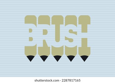 Pincel de texto con diseño de ideas creativas del símbolo Pen, diseño gráfico de ilustraciones vectoriales. Ilustración de la tipografía del pincel espacio negativo palabra vector ilustración.