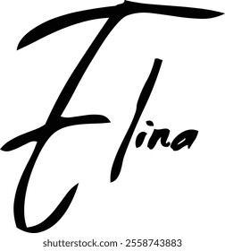 Brush Text Typography Elina Women Name