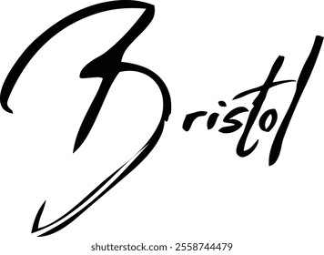 Brush Text Typography Women Name Bristol