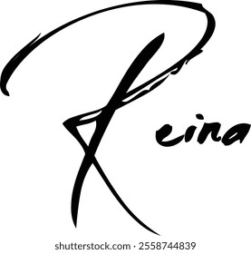 Brush Text Typography Women Name Reina