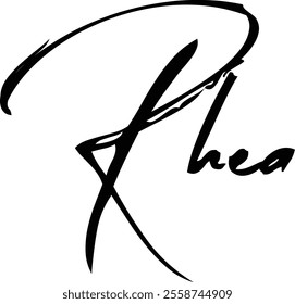 Brush Text Typography Women Name Rhea