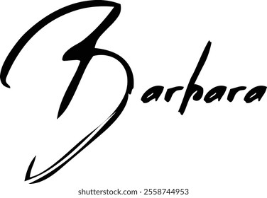 Brush Text Typography Women Name Barbara.