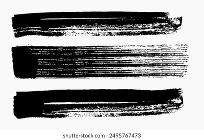 Textura de pincel, tinta, patrón de pincel, Grunge Paint stripe . Trazo de pincel de Vector . Anuncio en apuros. Colección de pincel aislado negro . Forma texturizada moderna . Borde seco en Vector negro, eps8