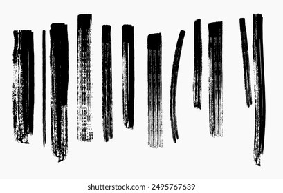 Brush texture, ink, brush pattern, Grunge Paint stripe . Vector brush Stroke . Distressed banner . Black isolated paintbrush collection . Modern Textured shape . Dry border in Black vector, eps8