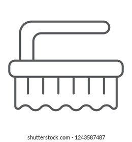 Brush thin line icon, clean and wash, scrub brush sign, vector graphics, a linear pattern on a white background, eps 10.