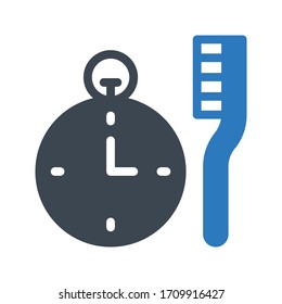 brush time vector glyph color icon 