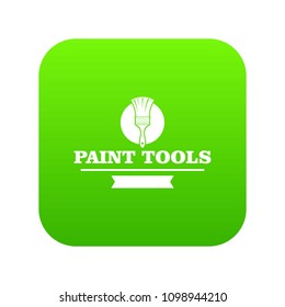 Brush tool icon green vector isolated on white background