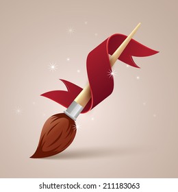 brush tool and red ribbon