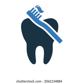 Brush, tooth icon. Simple editable vector design isolated on a white background.